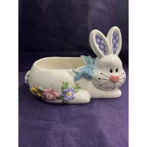 OLLIERV PALM TREE CO Easter Rabbit Candy Holder Or Planter 10” Minor Paint Loss